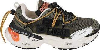 Dsquared2 Faster Olive Green Reflective Leather-Blend Low-Top Sneakers