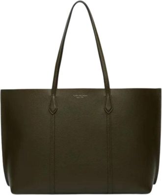 Tory Burch Perry Tote - Dames - Shoppers - Groen - ONE Size - Katoen - Tassen