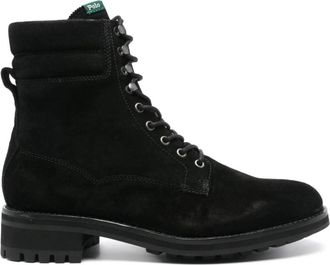 Polo Ralph Lauren Zwarte leren enkellaarsjes - Heren - Veterlaarzen - Zwart - 45 EU - Leer - Schoenen