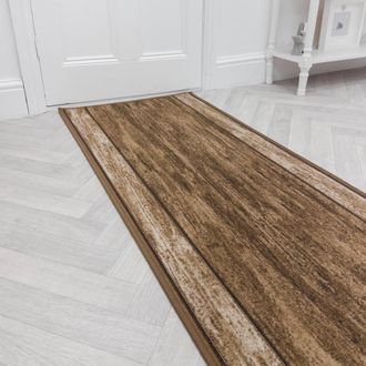 Runrug Hallway Runner Rug - Non-Slip, Hardwearing, 5.4mm - Rama in Dark Brown | Size: 80 cm x 330 cm