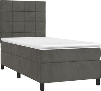 vidaXL Vidaxl - Cama Box Spring Colch&oacute;n Y Led Terciopelo Gris Oscuro 100x200 Cm