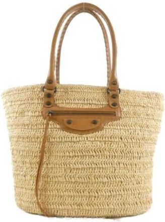 Balenciaga Pre-owned Le City Basket Medium Raffia Lamb Bag - Dames - Vintage Schoudertas - Beige - ONE Size - Leer - Vintage