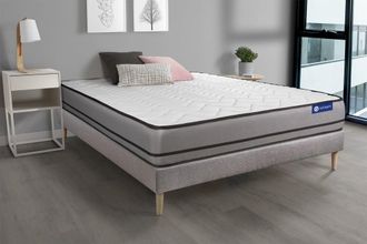 Actisom Somier gris + colch&oacute;n con espuma viscoel&aacute;stica 120 x 195