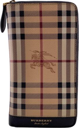 Burberry Black Brown Leather Long Wallet (Bi-Fold) (Pre-Owned)