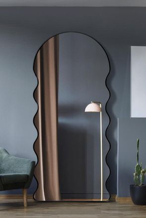 MirrorOutlet New Black Metal Dome Arch Topped Wall Mirror 71 X 31 (180 X 80CM) | Size: 1 Pack