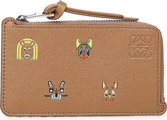 Loewe Cats Card Holder With Coin Pocket In Calfskin