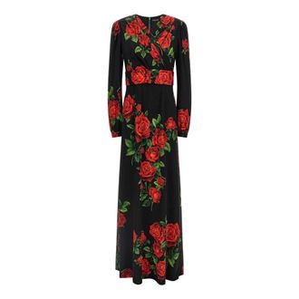 Dolce & Gabbana Vestido Largo Estampado de Rosas - Dresses - Mujer - Multicolor - 3XL