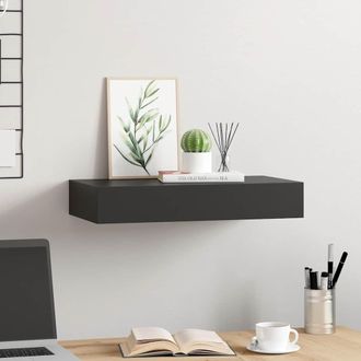 vidaXL Vidaxl - Estante Flotante De Pared Con Caj&oacute;n Negro 48x25x8 Cm