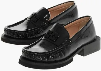 Ganni Eco-Patent Leather Loafers with Front Logo size 37
