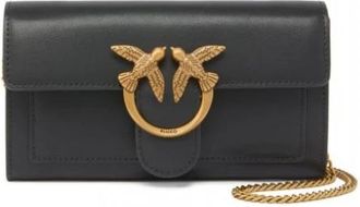 Pinko Love Icon Wallet - Dames - Schoudertassen - Zwart - ONE Size - Leer - Tassen