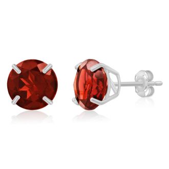 MAX + STONE 14k White Gold 9mm Round Cut Gemstone Stud Earrings