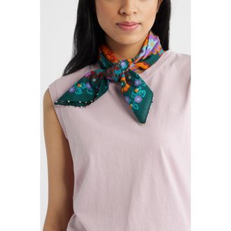 Treasure & Bond Beaded Cotton Bandana in Teal- Orange Combo at Nordstrom