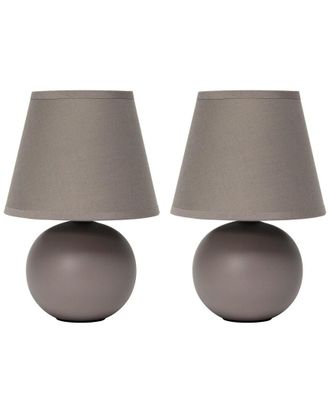 Lalia Home Nauru 8.66In Traditional Petite Ceramic Orb Base Bedside Table Desk Lamp 2Pk Set