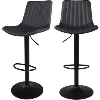 Rendez-Vous D&eacute;co Rendez-vous D&eacute;co - Set De 2 Sillas De Bar En Cuero Sint&eacute;tico Gris Oscuro 62,5/83 Cm - Killi