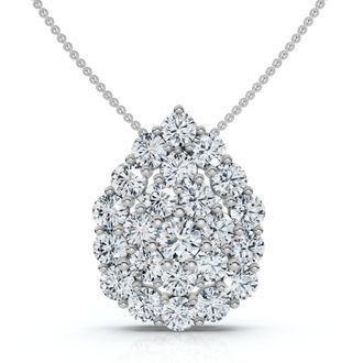 Pompeii3 2Ct Diamond Pear Shape Pave Pendant 14k Gold Necklace Lab Grown