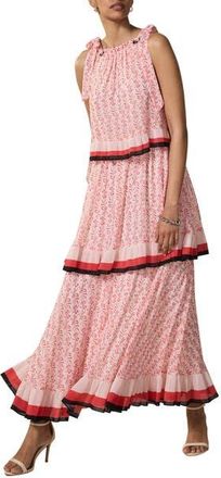 Mint Velvet Printed Tiered Midaxi Dress in Orange at Nordstrom, Size 12
