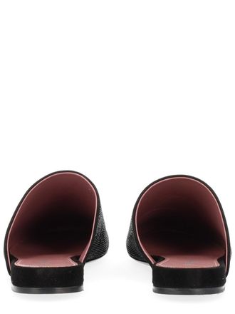 Premiata Leather With Rhinestones Slipper - Black