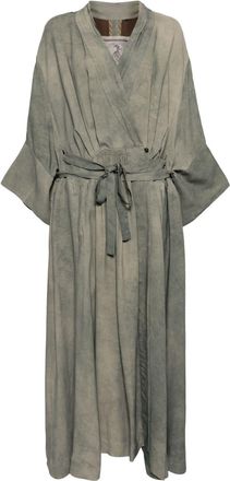 Ziggy Chen belted wrap long coat - women - Viscose/Cupro/Cupro/Cotton - 42 - Grey
