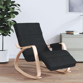 vidaXL Silla Mecedora De Tela Negro Vidaxl