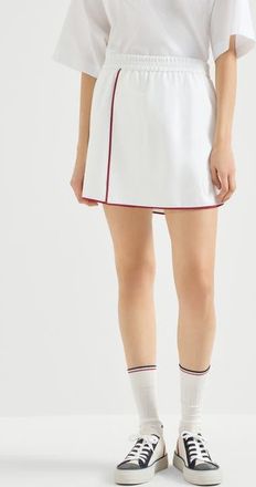 Brunello Cucinelli Mini skirt with logo in White at Nordstrom, Size 36 It