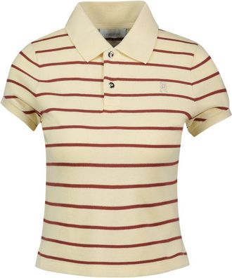 Paco Rabanne Womens Striped Cotton T-Shirt Cream