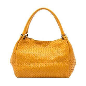 Bottega Veneta Pre-owned Handbags, female, Yellow, Size: ONE SIZE Pre-owned Woven Leather Top Handle Bag