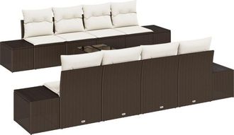 vidaXL Garden Sofa Set 7 pcs Brown and cream 55 x 55 x 37 cm Vidaxl