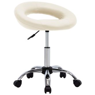vidaXL Silla De Comedor Giratoria De Cuero Sint&eacute;tica Crema Vidaxl