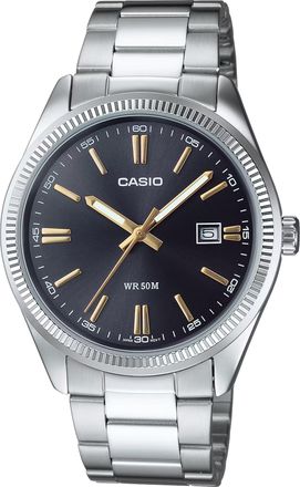 Casio Mens Black Dial Analog Watch with Stainless Steel Bracelet - MTP-1302D-1A2V