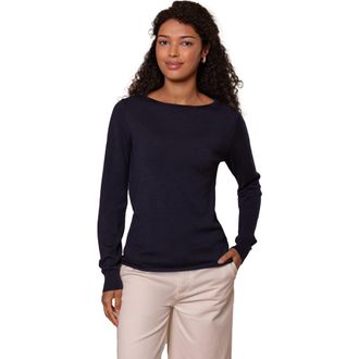 Celtic & Co. MERINO FINE KNIT BOAT NECK SWEATER in Dark Navy at Nordstrom, Size X-Small