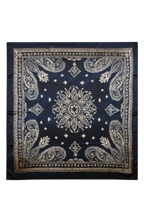 R13 Oversize Silk Bandana Scarf in Blue Bandana at Nordstrom