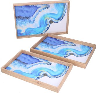 Vacchetti Bandeja Rectangular Madera Azul Claro 1-3 Cm45x30h4