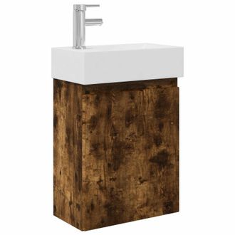 vidaXL M&oacute;dulo De Ba&ntilde;o Con Grifer&iacute;a Roble Ahumado 45,5 X 22,5 X 84 Cm Vidaxl