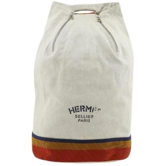 Herm&egrave;s Pre-owned Cava Pri&eacute; Toile H Shoulder Bag - Dames - Pre-owned - Beige - Maat: ONE Size