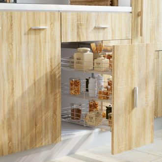 vidaXL Cesta De Cocina Extra&iacute;ble 3 Niveles Plateada 47x35x56 Cm Vidaxl