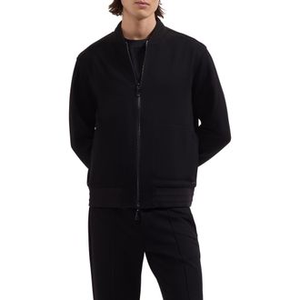 Bugatchi Soft Touch Knit Reversible Bomber Jacket in Black at Nordstrom, Size Xx-Large