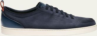 Santoni Mens Montecarlo Burnished Suede Low-Top Sneakers