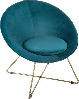 Atmosphera Atmosphera - Poltrona Evan Velluto Blu Anatra Cr&eacute;ateur DInt&eacute;rieur