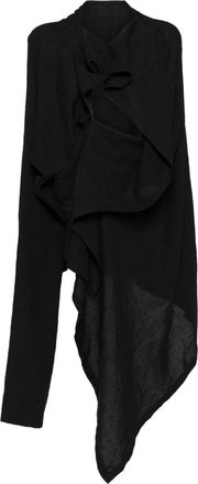 Yohji Yamamoto draped linen jacket - women - Linen/Flax - 1 - Black