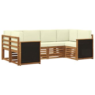 vidaXL Conjunto De Sof&aacute; Seccional Con Coj&iacute;n 5 Pcs Natural Y Crema Vidaxl