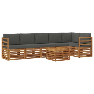 vidaXL Conjunto De Sof&aacute; Seccional Con Coj&iacute;n 7 Pcs Natural Y Antracita Vidaxl