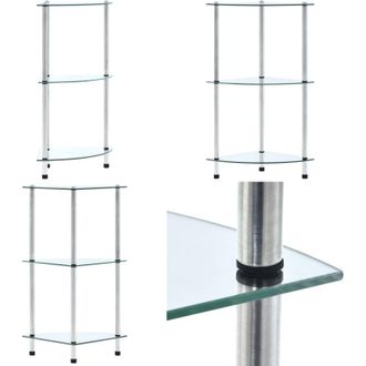 vidaXL Scaffale a 3 Livelli Trasparente 30x30x67 cm in Vetro Temperato - Scaffale in vetro - Scaffale trasparente