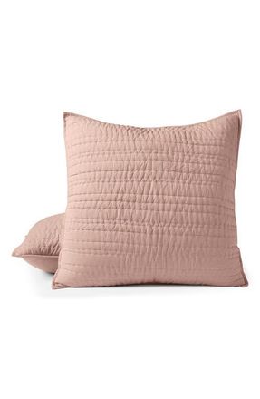 Coyuchi Channel Handstitched Organic Cotton Sham in Praline Chambray at Nordstrom, Size Euro