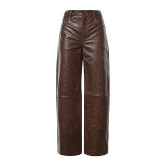 ottod'Ame Leren broek - Dames - Broeken - Bruin - Maat: 2XS Zijde