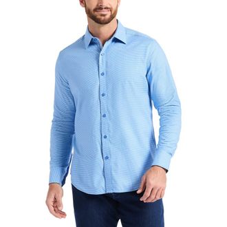 Robert Graham Kenmare Long Sleeve Stretch Cotton Button-Up Shirt in Blue at Nordstrom Rack, Size Xxx-Large