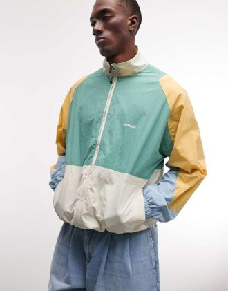 Parlez Clothing Giacca sportiva multicolore colorblock con collo a imbuto e zip