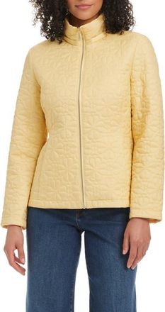 Kate Spade New York short spade flower quilted jacket in Butter at Nordstrom, Size X-Small