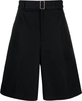 Jil Sander wide-leg belted-waist shorts - men - Cotton/Cotton - 44 - Blue