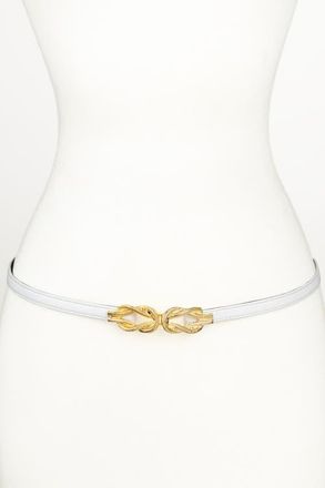 Raina Gold Knot Buckle Leather Belt in White at Nordstrom, Size Medium