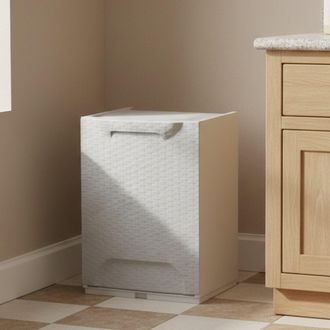 Dmora Caj&oacute;n De Rat&aacute;n De Polipropileno Efecto De Rat&aacute;n, Caja Modular Multiusos, 100% Made In Italy, 34x29h47 Cm, Color Gris Claro, Con Embalaje Reforzado - D
